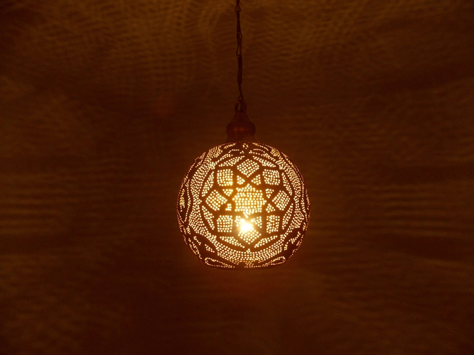 Oval Shaped Brass Moroccan jeweled Ceiling Lamp Shades